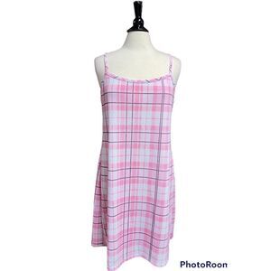 NY Invasion Pink Stripe Spaghetti Strap Dress Size Medium NWT